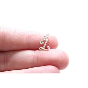 Sterling Silver Cursive Z Initial Charm, Z Letter Charm